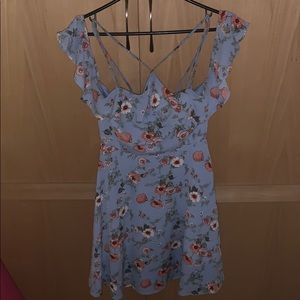 Blue cold shoulder dress